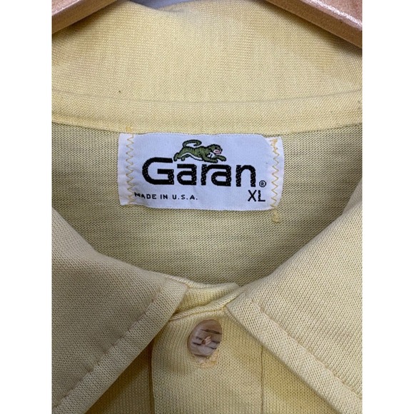 Garan Polo Shirt Short Sleeve Men's Yellow Pocket Detailing Logo XL 80's Vintage - Picture 4 of 6